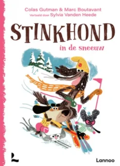 Stinkhond in de sneeuw